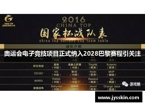 奥运会电子竞技项目正式纳入2028巴黎赛程引关注